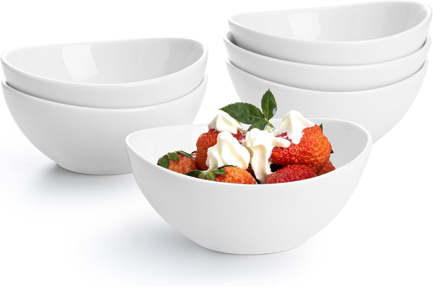 5 Inch Porcelain Small 10 Oz Bowls Set of 6, for Dessert | Ice Cream | Soup | Rice | Fruits | Small Portions - Microwave, Dishwasher, and Oven Safe - White